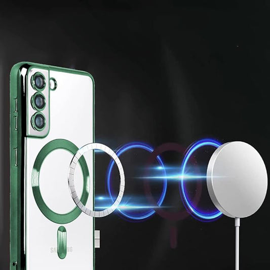 MagSafe-Hülle für Samsung Galaxy S21 5G G991, Techsuit, Luxury Crystal, Dunkelblau