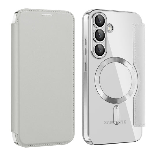 MagSafe-Hülle für Samsung Galaxy S25 S931, Techsuit, SmartMag Book, Grau