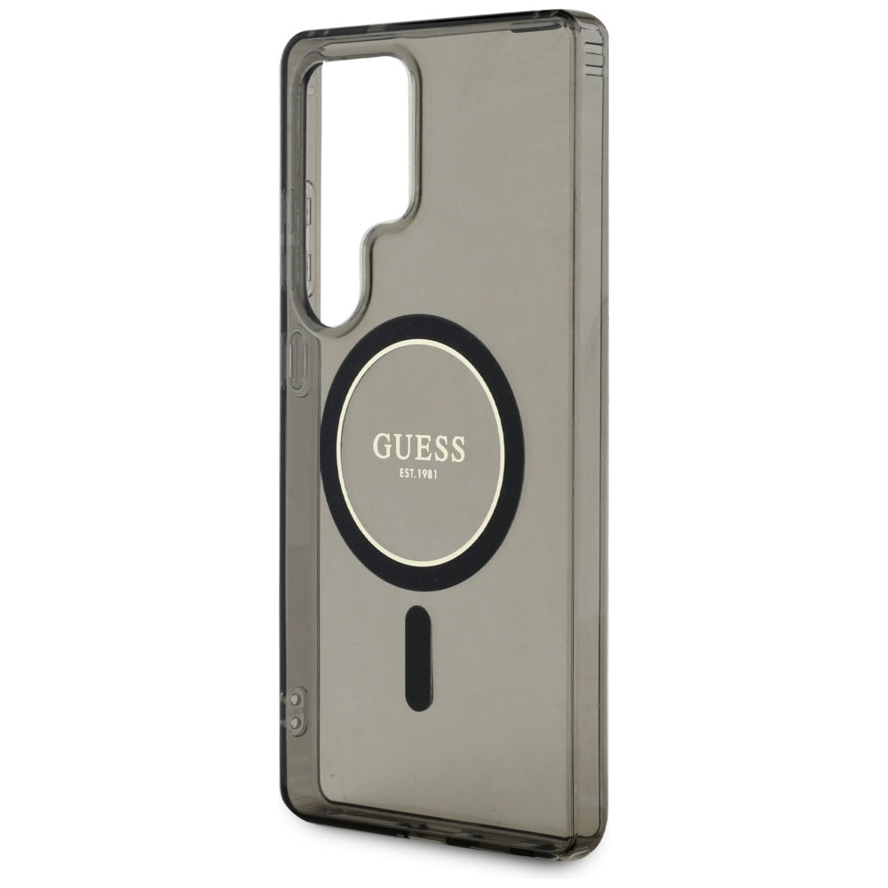 MagSafe Hülle für Samsung Galaxy S25 Ultra S938, Guess, IML Glitter Circle, Schwarz