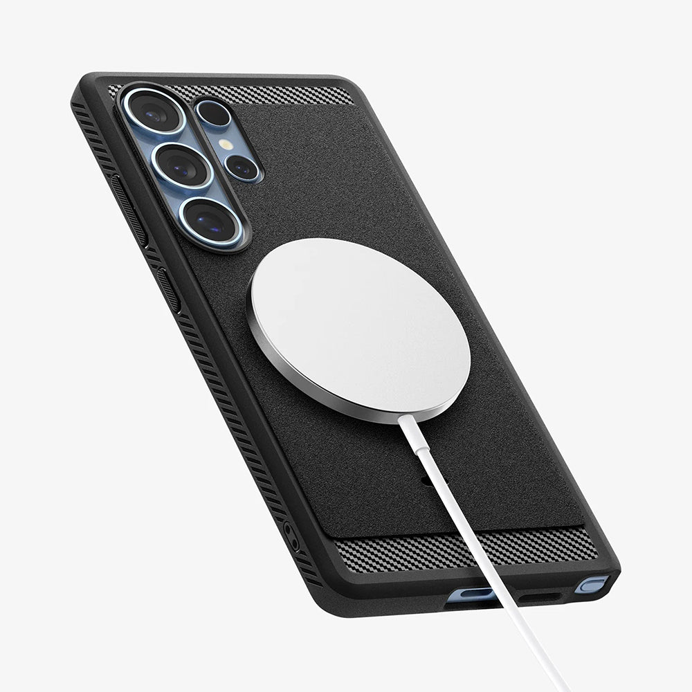 MagSafe Hülle für Samsung Galaxy S25 Ultra S938, Spigen, Rugged Armor, Mattschwarz ACS08951