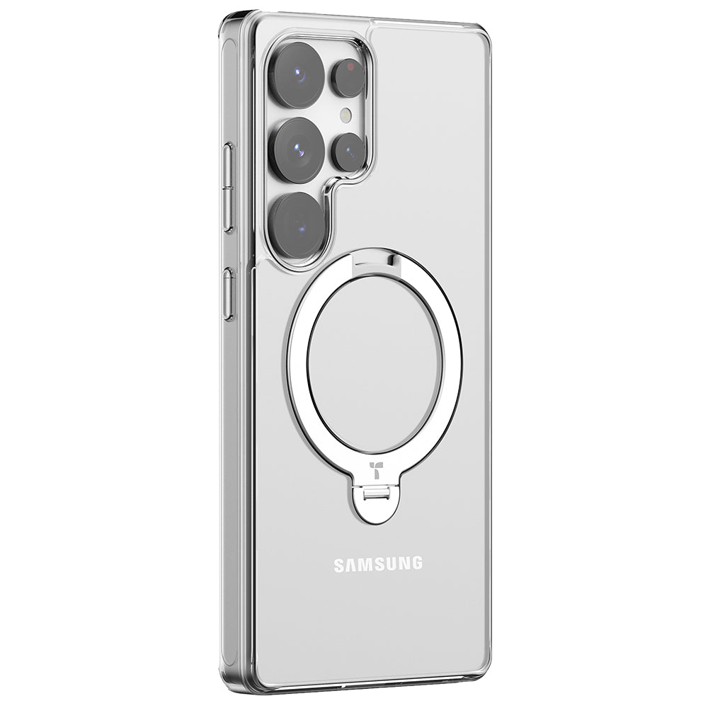 MagSafe Hülle für Samsung Galaxy S25 Ultra S938, Torras, Ostand Spin, Transparent