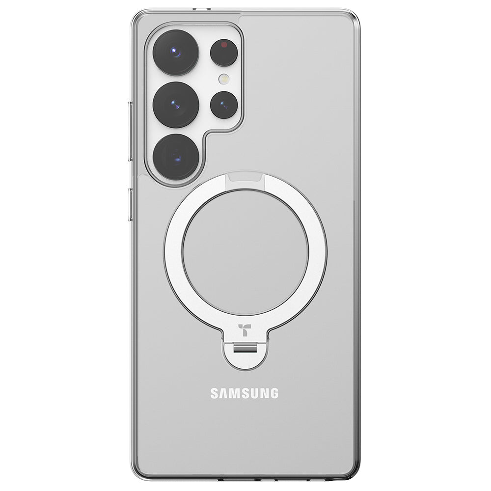 MagSafe Hülle für Samsung Galaxy S25 Ultra S938, Torras, Ostand Spin, Transparent