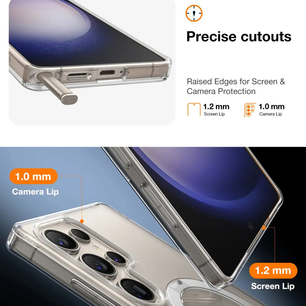 MagSafe Hülle für Samsung Galaxy S25 Ultra S938, Torras, Ostand Spin, Transparent