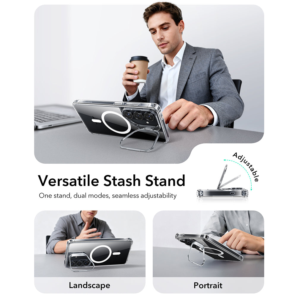 MagSafe Case for Samsung Galaxy S26 Plus S947, ESR, Classic Hybrid Kickstand, Transparent