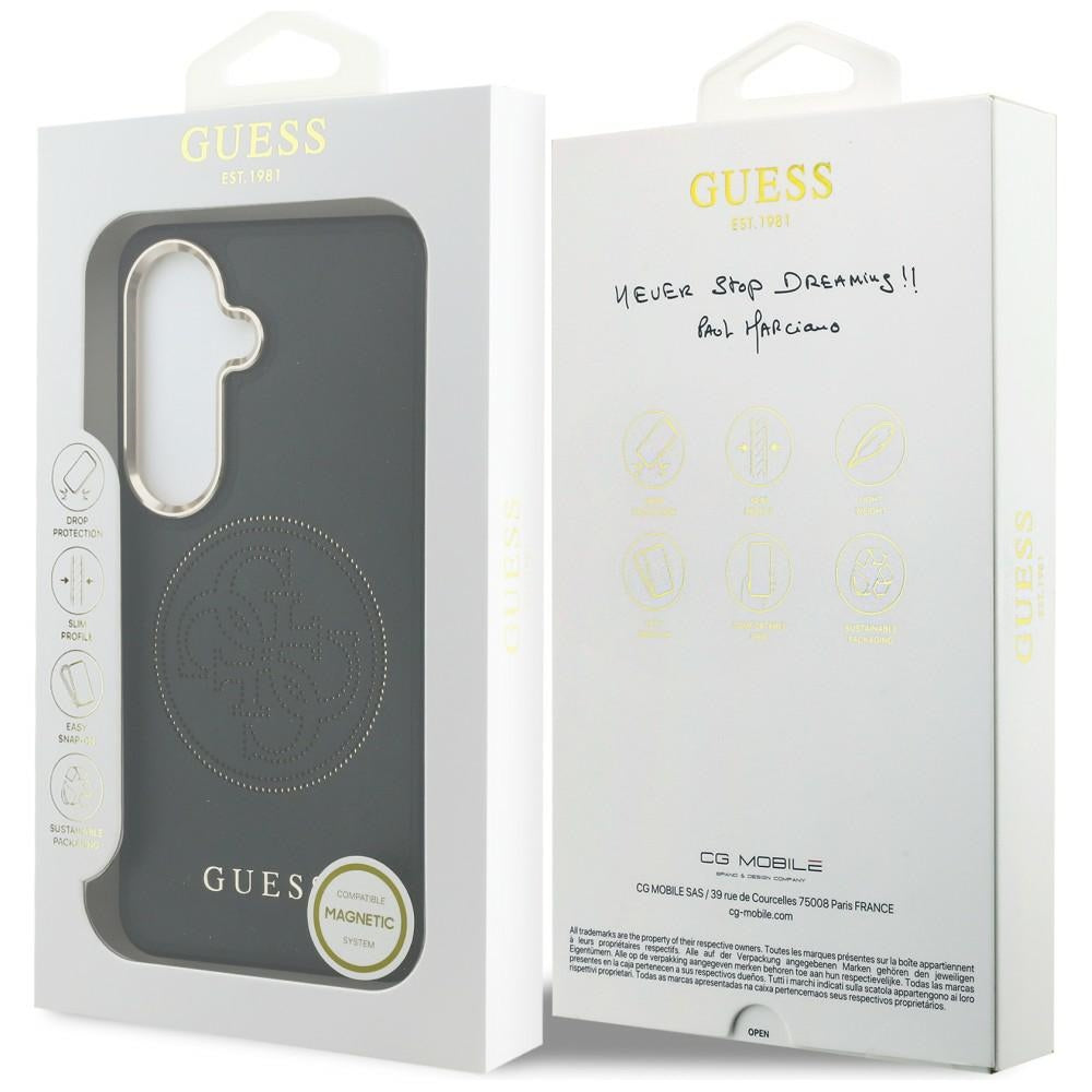MagSafe Case for Samsung Galaxy S26 S942, Guess, Perforated Logo, Black