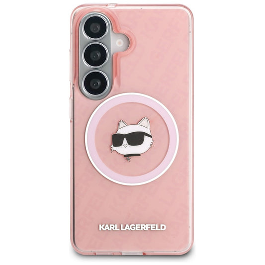 MagSafe Hülle für Samsung Galaxy S26 S942, Karl Lagerfeld, IML Choupette Head on KL Repeated Logo, Rosa