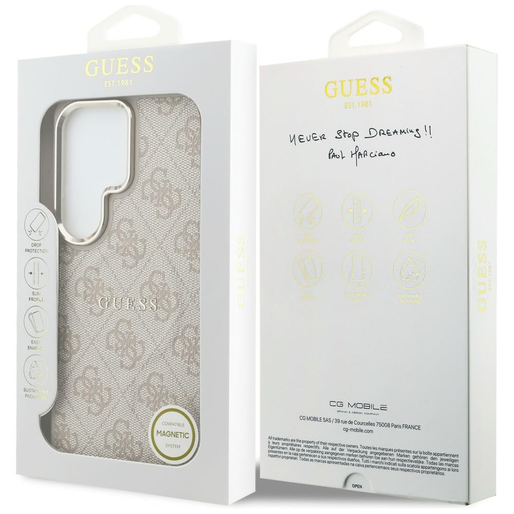 MagSafe Hülle für Samsung Galaxy S26 Ultra S948, Guess, 4G Embossed Ring, Rosa