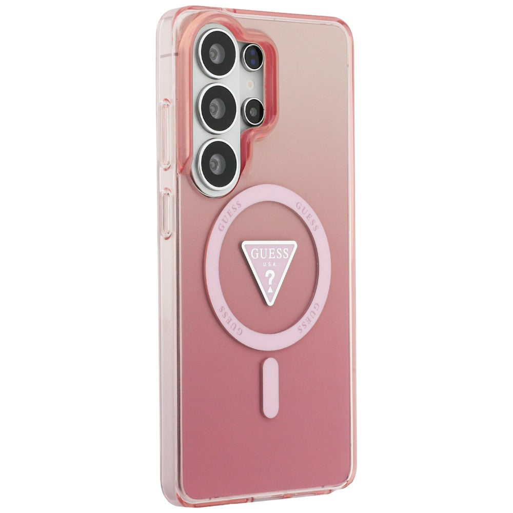 MagSafe Hülle für Samsung Galaxy S26 Ultra S948, Guess, IML Gradient Triangle Logo, Rosa