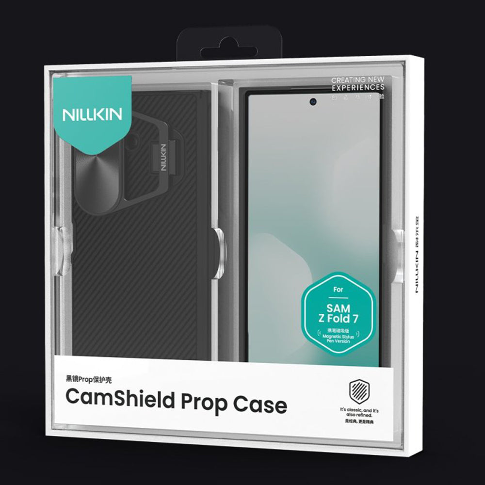 MagSafe-Hülle für Samsung Galaxy Z Fold7 F966, Nillkin, CamShield Prop mit Metall-Objektivabdeckung und S-Pen-Halter, Schwarz