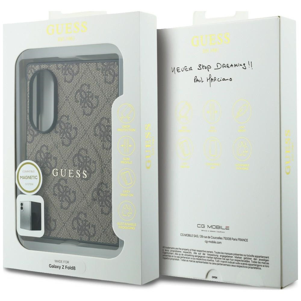MagSafe-Hülle für Samsung Galaxy Z Fold8 F971, Guess, 4G Leather Classic, Braun