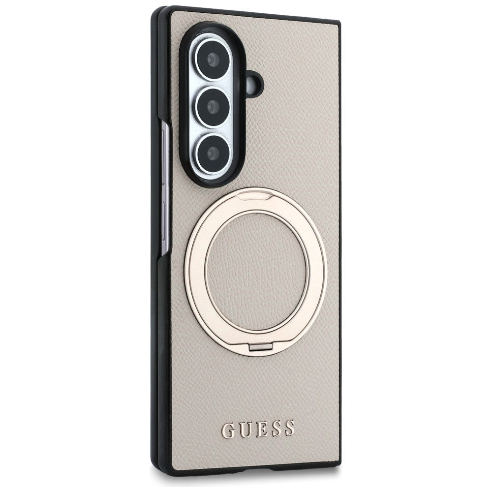 MagSafe-Hülle für Samsung Galaxy Z Fold8 Ultra F976, Guess, Ring Stand Grained Classic Logo, Beige