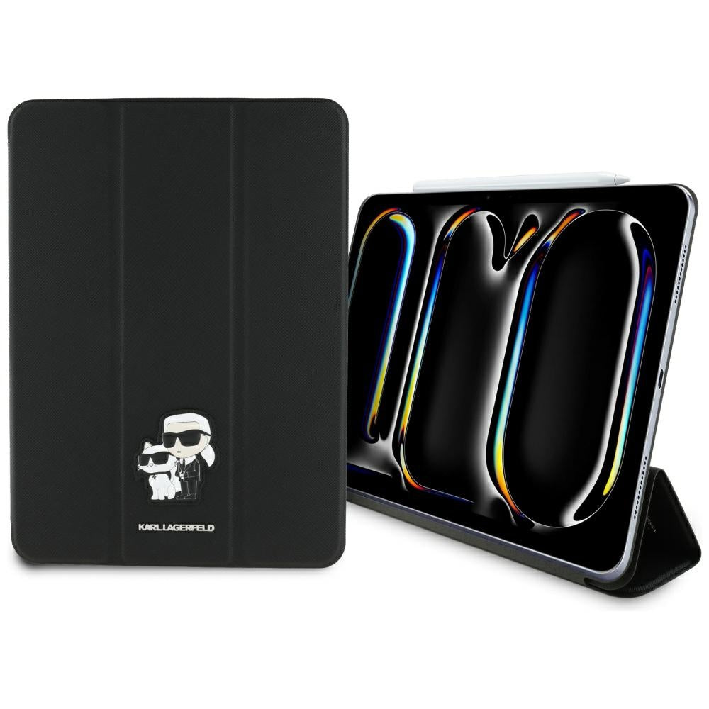 Hülle für Apple iPad Pro 11 (2024), Karl Lagerfeld, Saffiano Karl & Choupette, Schwarz