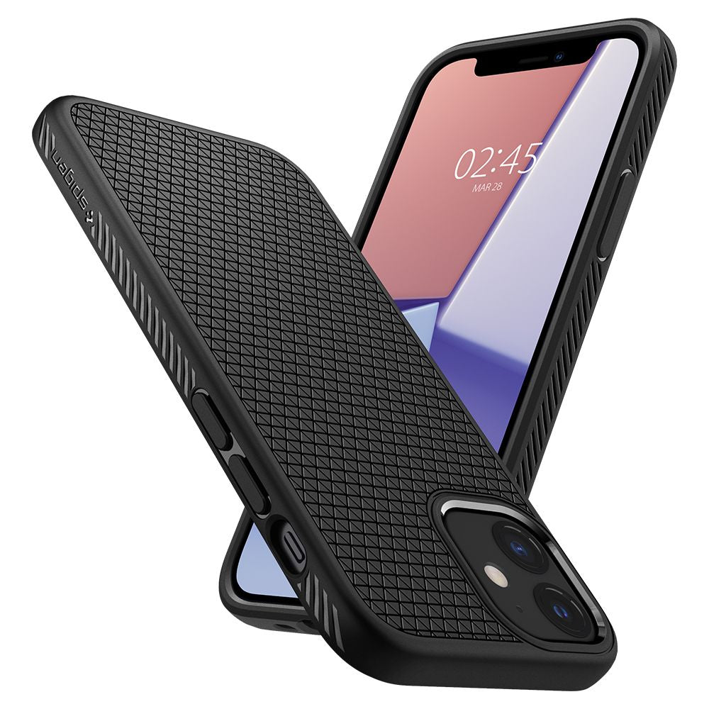 Hülle für Apple iPhone 12 / 12 Pro, Spigen, Liquid Air, Schwarz