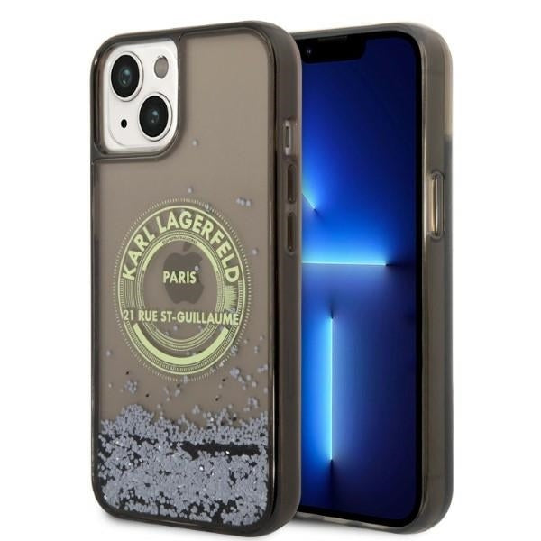 Hülle für Apple iPhone 14, Karl Lagerfeld, Liquid Glitter RSG, Schwarz