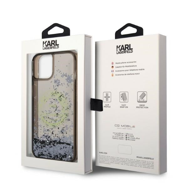 Hülle für Apple iPhone 14, Karl Lagerfeld, Liquid Glitter RSG, Schwarz