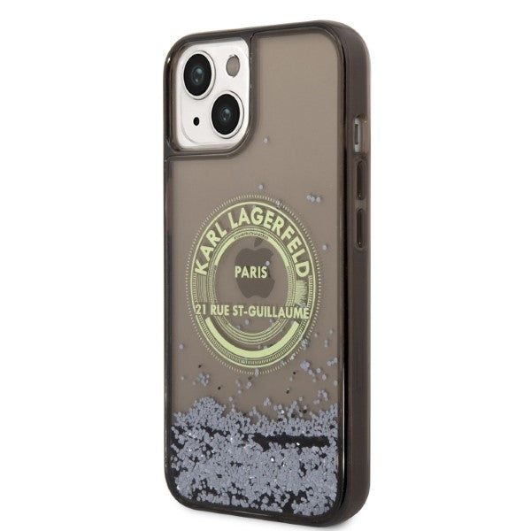 Hülle für Apple iPhone 14, Karl Lagerfeld, Liquid Glitter RSG, Schwarz