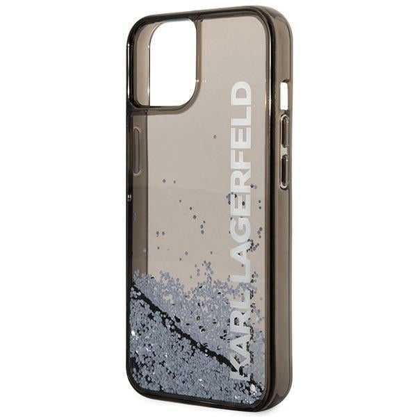Hülle für Apple iPhone 14 Plus, Karl Lagerfeld, Liquid Glitter KL Logo, Schwarz