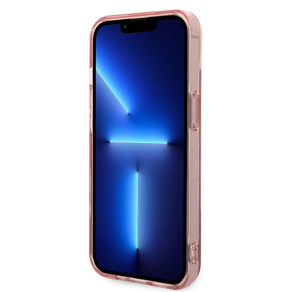 Hülle für Apple iPhone 14 Plus, Karl Lagerfeld, Monogram Stripe, Rosa