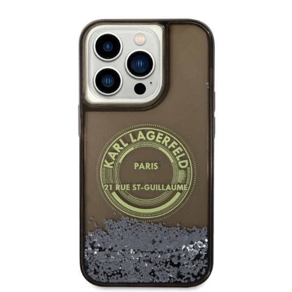 Case for Apple iPhone 14 Pro, Karl Lagerfeld, Liquid Glitter RSG, Black