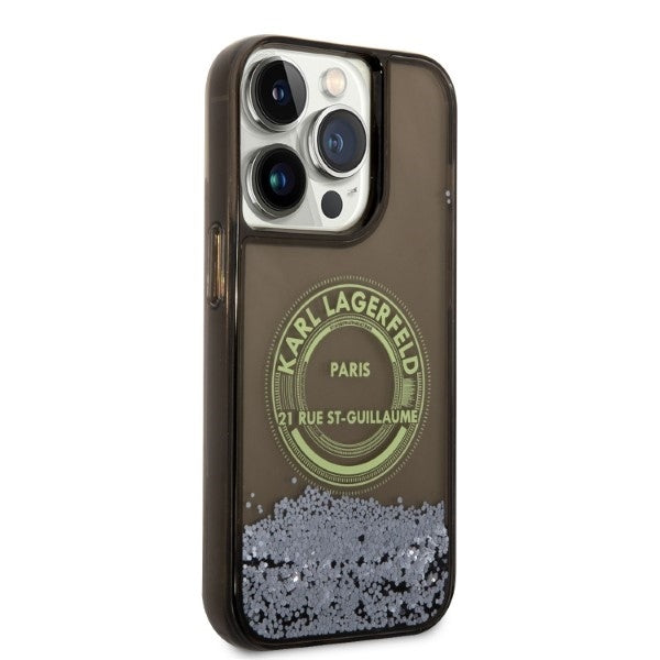 Case for Apple iPhone 14 Pro, Karl Lagerfeld, Liquid Glitter RSG, Black
