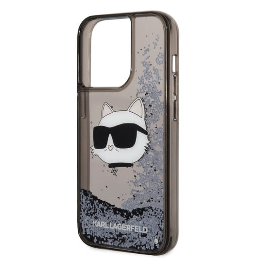 Hülle für Apple iPhone 14 Pro Max, Karl Lagerfeld, Glitter Choupette's Head, Schwarz