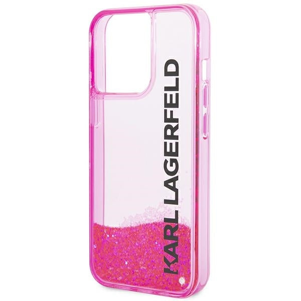 Hülle für Apple iPhone 14 Pro Max, Karl Lagerfeld, Liquid Glitter KL Logo, Rosa