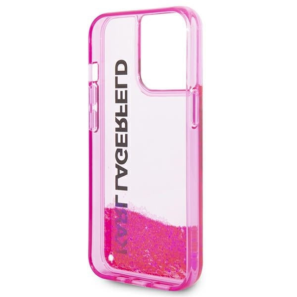 Hülle für Apple iPhone 14 Pro Max, Karl Lagerfeld, Liquid Glitter KL Logo, Rosa