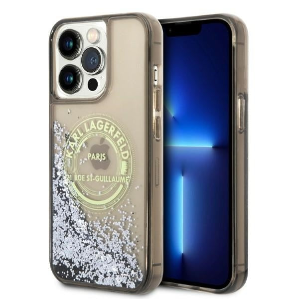 Hülle für Apple iPhone 14 Pro Max, Karl Lagerfeld, Liquid Glitter RSG, Schwarz