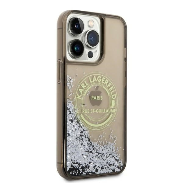 Hülle für Apple iPhone 14 Pro Max, Karl Lagerfeld, Liquid Glitter RSG, Schwarz