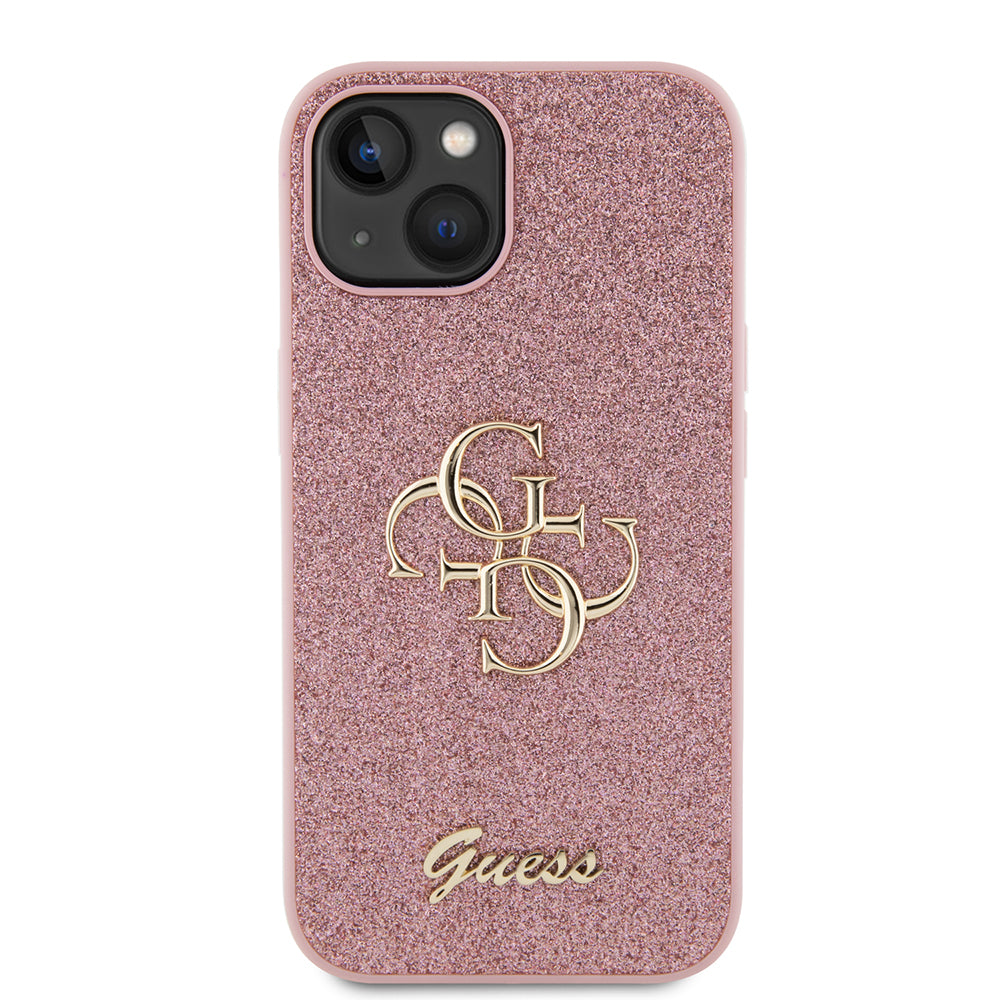 Case for Apple iPhone 15, Guess, Glitter Big 4G Script, Pink