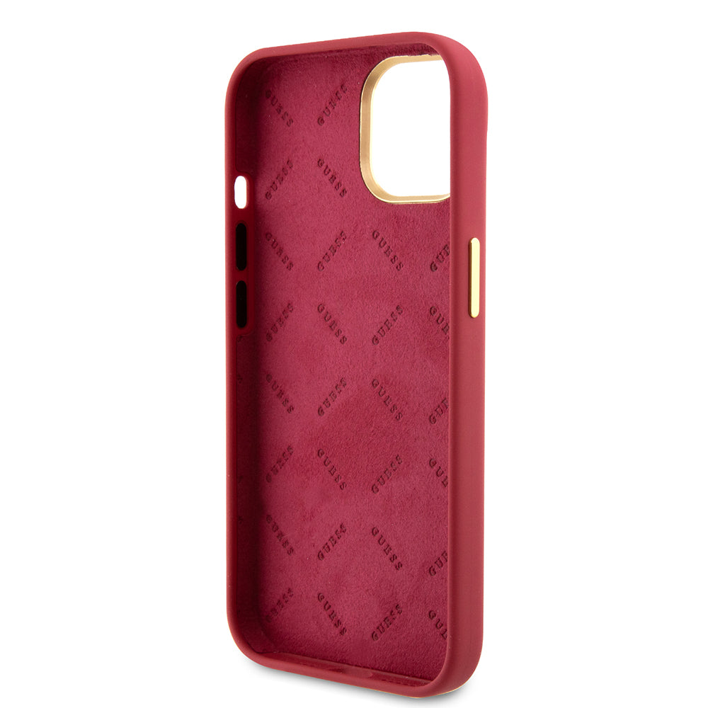 Hülle für Apple iPhone 15, Guess, Script Metal Logo & Rahmen, Rosa