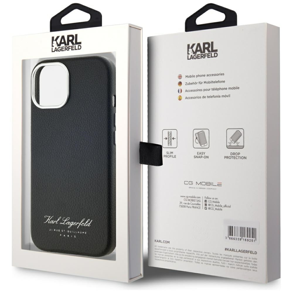 Hülle für Apple iPhone 15, Karl Lagerfeld, RSG, Schwarz