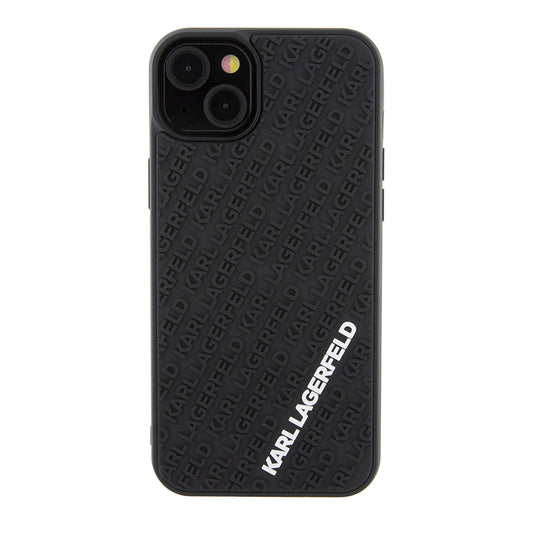 Hülle für Apple iPhone 15 Plus, Karl Lagerfeld, 3D Rubber Multi Logo, Schwarz