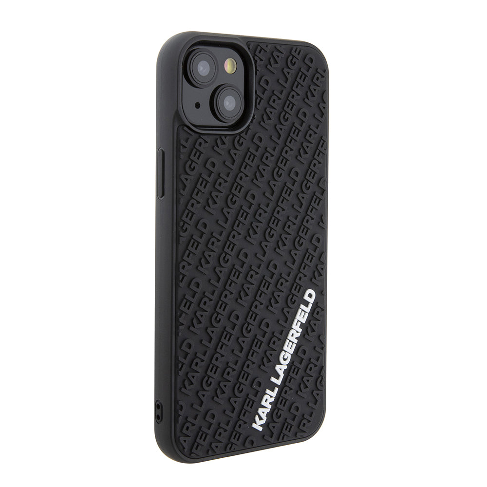 Hülle für Apple iPhone 15 Plus, Karl Lagerfeld, 3D Rubber Multi Logo, Schwarz