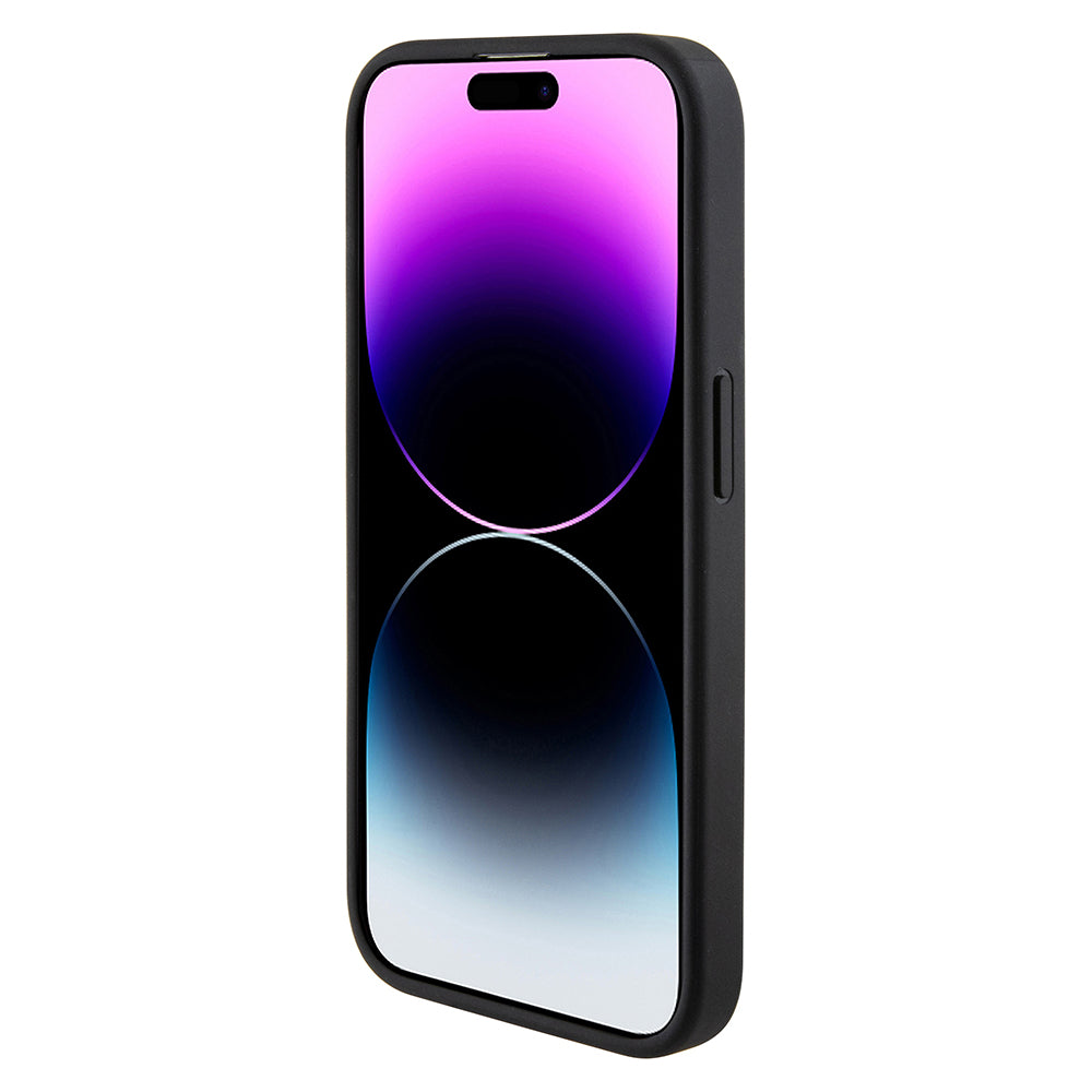 Hülle für Apple iPhone 15 Pro, Guess, Grip Stand 4G Triangle Strass, Schwarz
