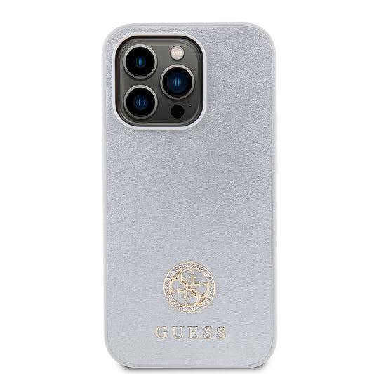 Hülle für Apple iPhone 15 Pro, Guess, Strass Metal Logo, Silberfarben