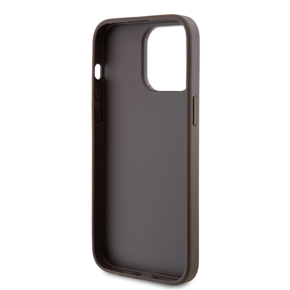 Case for Apple iPhone 15 Pro Max, Guess, 4G Metal Gold Logo, Brown