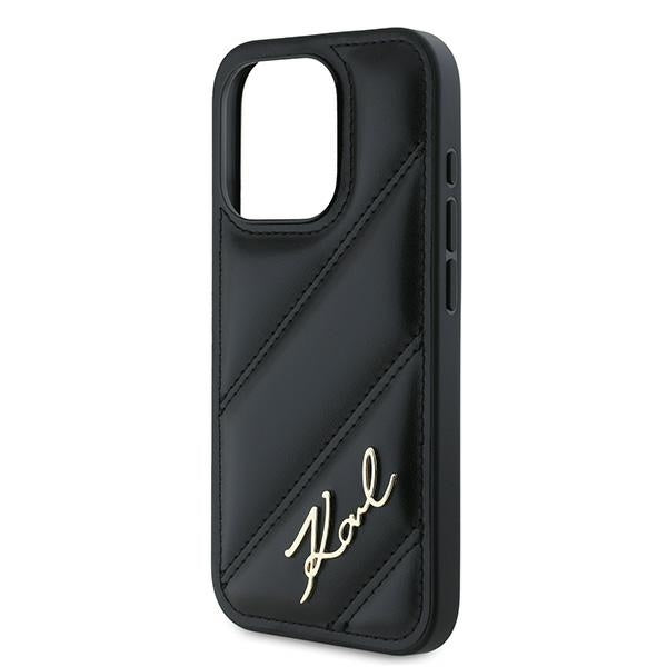 Hülle für Apple iPhone 15 Pro Max, Karl Lagerfeld, Diagonal Quilted Script, Schwarz