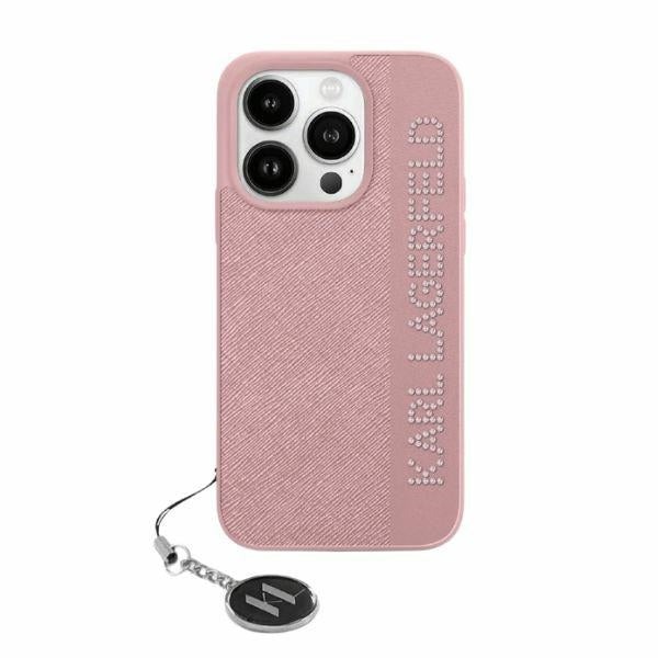 Hülle für Apple iPhone 15 Pro Max, Karl Lagerfeld, Saffiano Rhinestones & Charm, Rosa