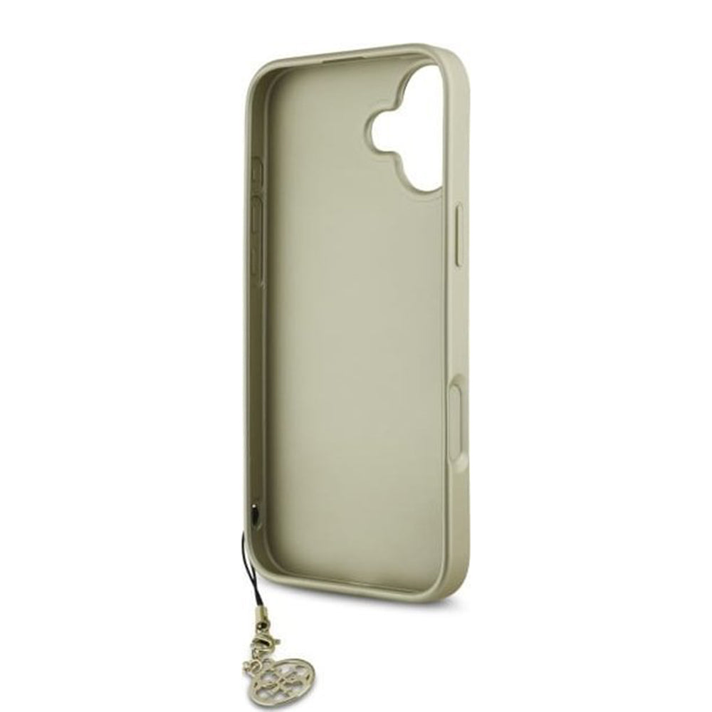 Hülle für Apple iPhone 16, Guess, 4G Charm, Braun