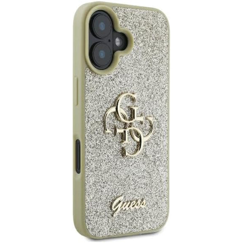 Hülle für Apple iPhone 16, Guess, Fixed Glitter Big 4G, Gold