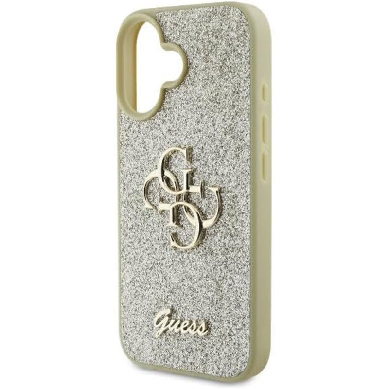 Hülle für Apple iPhone 16, Guess, Fixed Glitter Big 4G, Gold