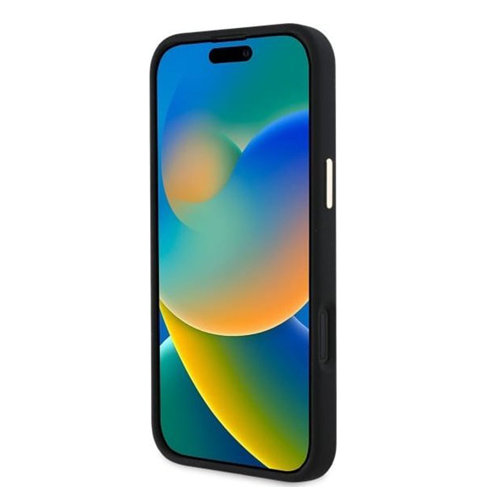 Hülle für Apple iPhone 16, Guess, Logo Strass 4G, Schwarz