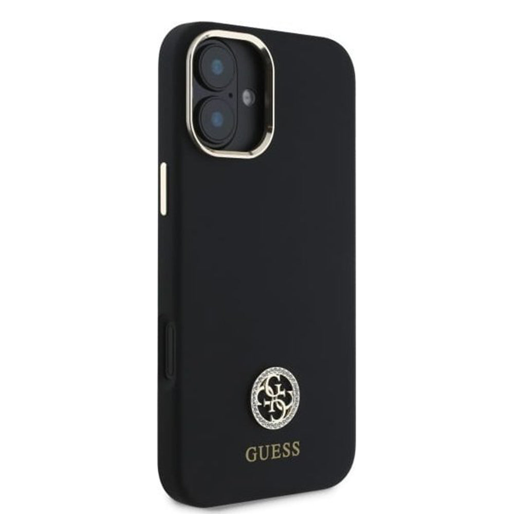Hülle für Apple iPhone 16, Guess, Logo Strass 4G, Schwarz