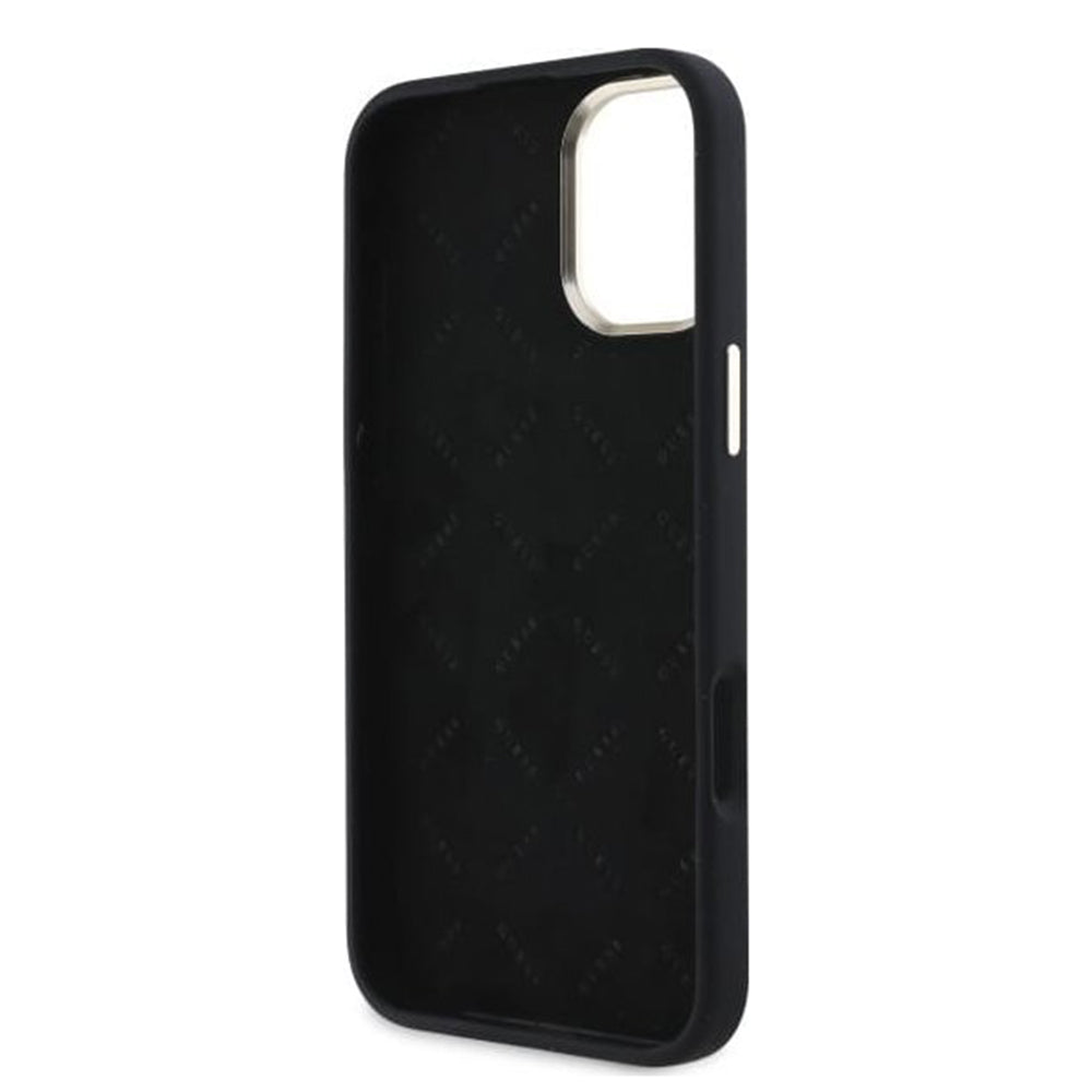 Hülle für Apple iPhone 16, Guess, Logo Strass 4G, Schwarz