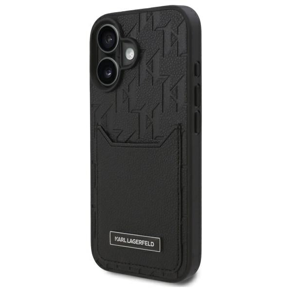 Case for Apple iPhone 16, Karl Lagerfeld, Cardslots Monogram, Black