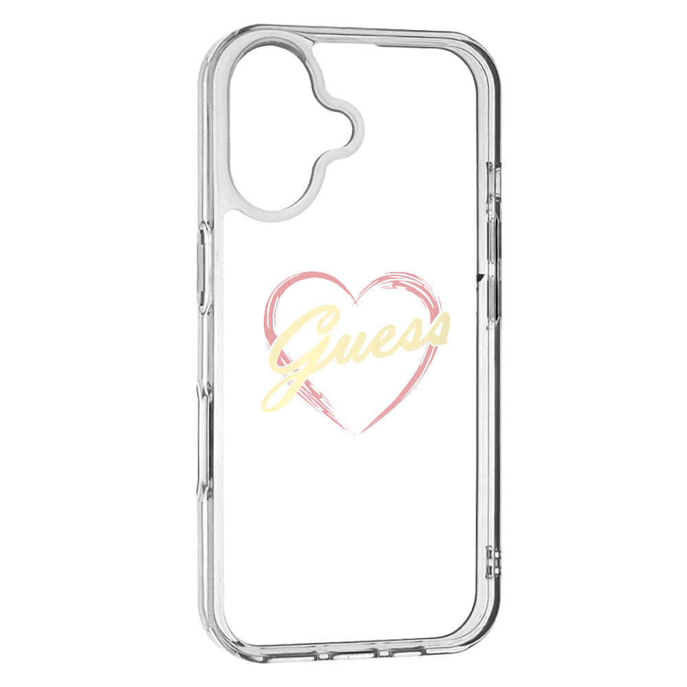 Hülle für Apple iPhone 16 Plus, Guess, IML Heart, Transparent