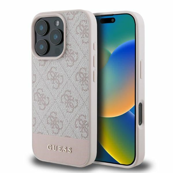 Hülle für Apple iPhone 16 Pro, Guess, 4G Bottom Stripe, Rosa