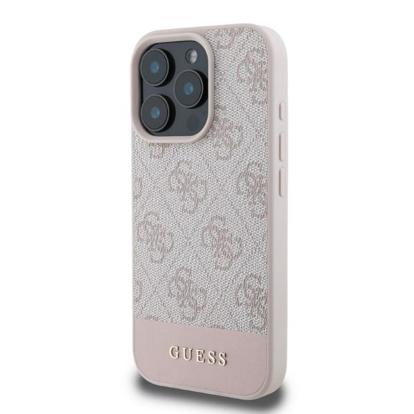 Hülle für Apple iPhone 16 Pro, Guess, 4G Bottom Stripe, Rosa