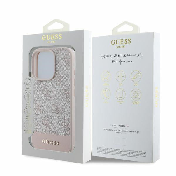 Hülle für Apple iPhone 16 Pro, Guess, 4G Bottom Stripe, Rosa